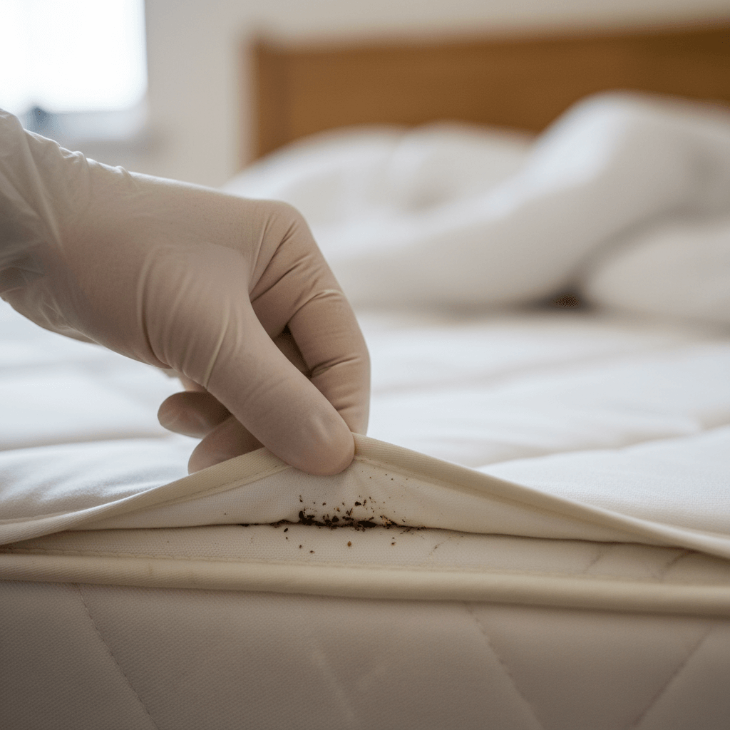 Bettwanzeninspektion am Matratzenrand