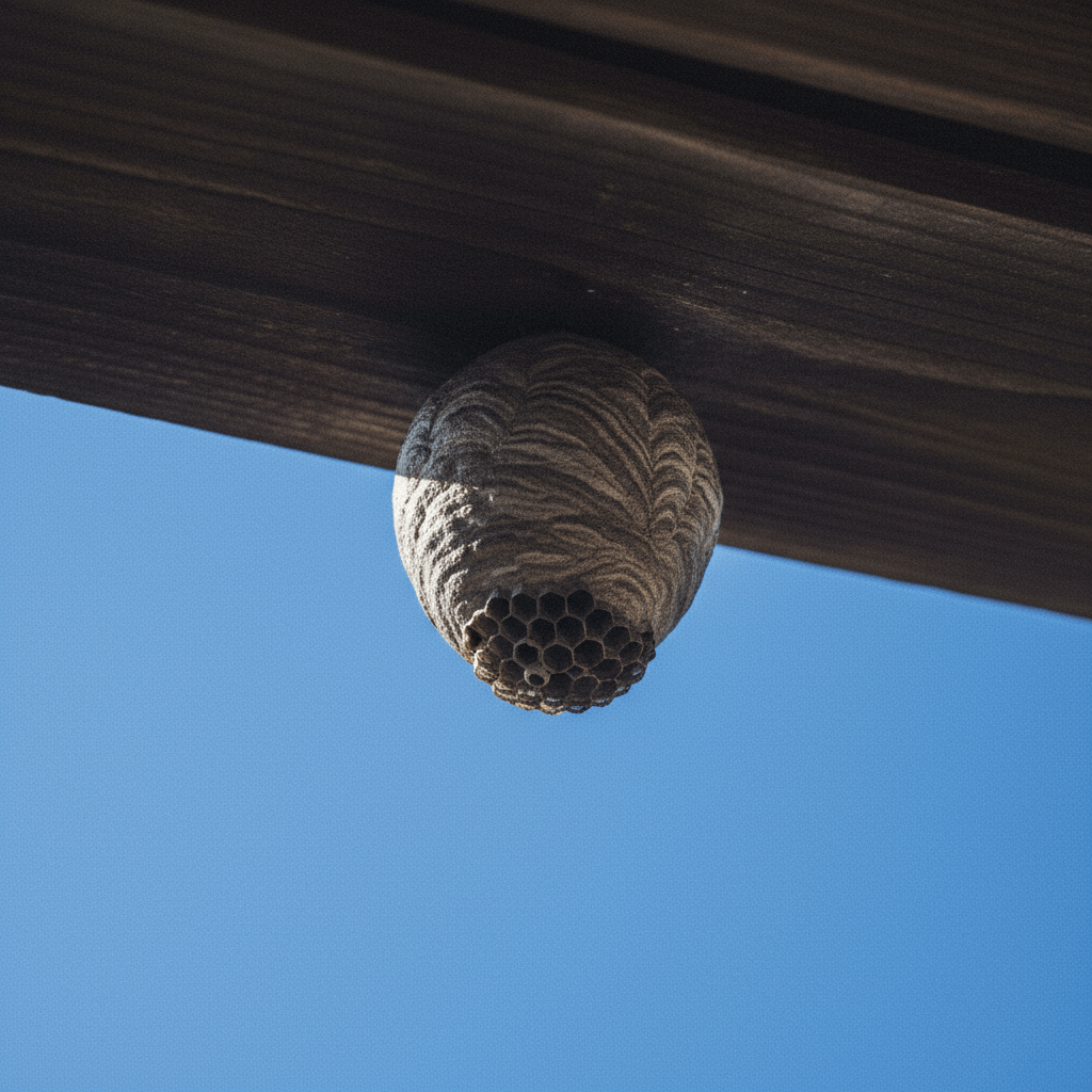 Wespennetz am Dachüberstand